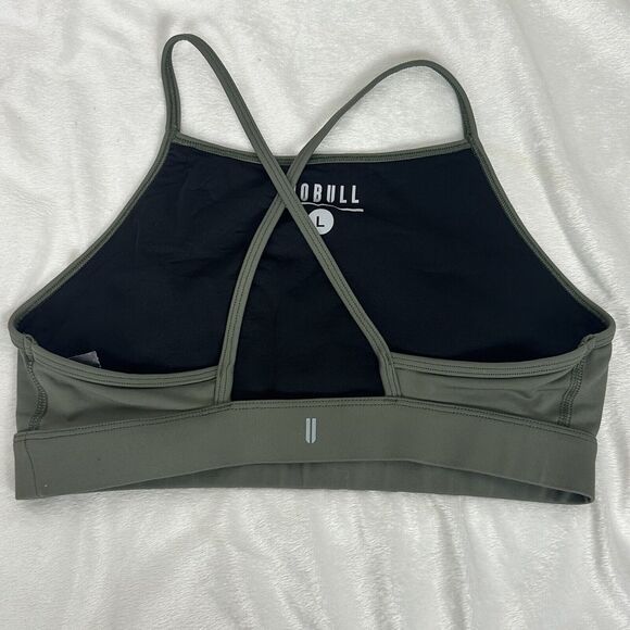 NoBull Womens Matte High Neck Sports Bra And Crop Legging 21" Set M/L Army Green - Picture 5 of 13